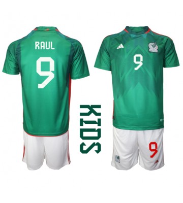 Lacne Dětský Futbalové dres Mexiko Raul Jimenez #9 MS 2022 Krátky Rukáv - Domáci (+ trenírky)